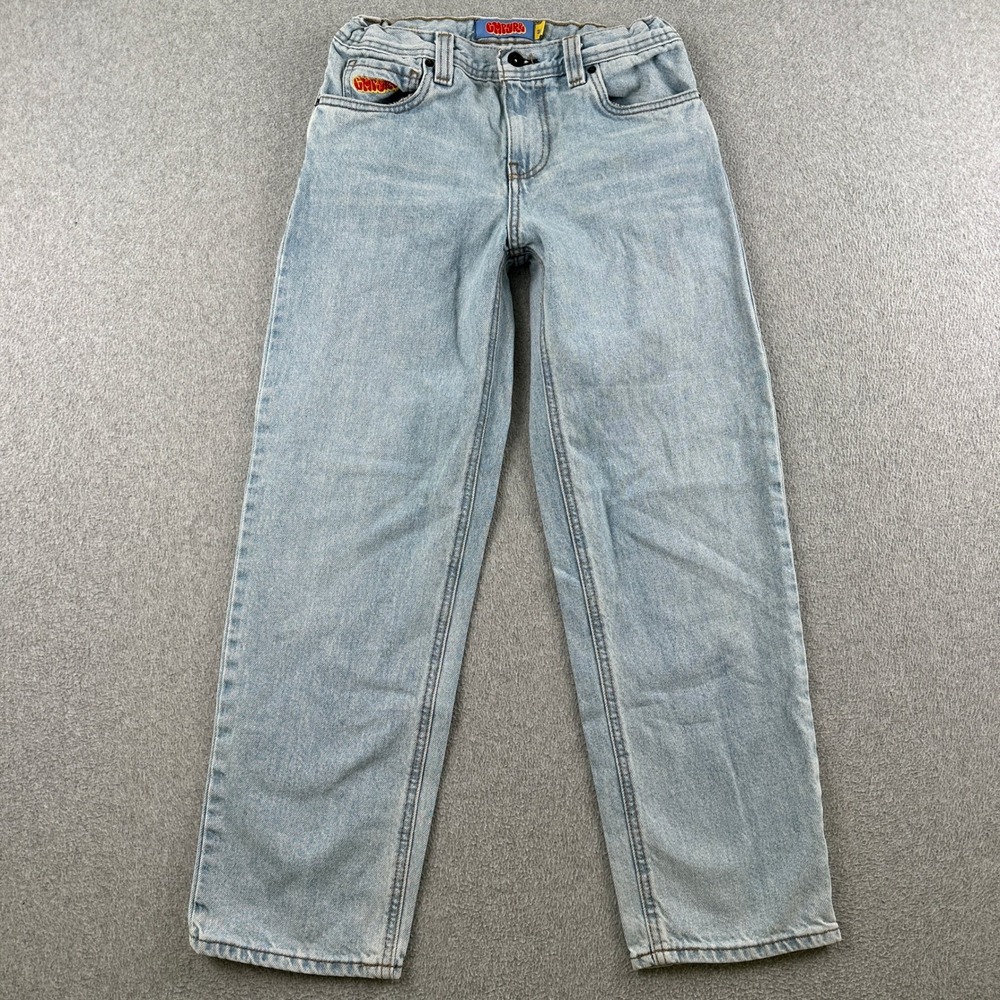 Empyre Jeans Boys 26 E0153321 Light Blue Embroidered Logo Relaxed Fit Denim